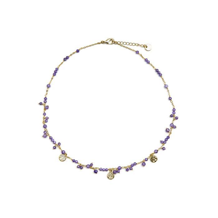 Collier Luxenter Avec Cristal Violet Finition or 18k - Totez