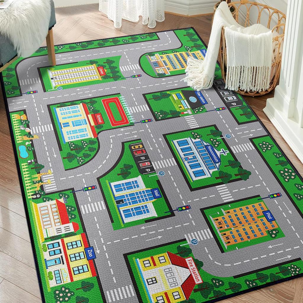 Cute Cartoon Dinosaur Rug for Bedroom Bedroom Playroom Decor for Kids Lovely Dinosaur Animal Pattern Carpet Blue Rug Non-Slip