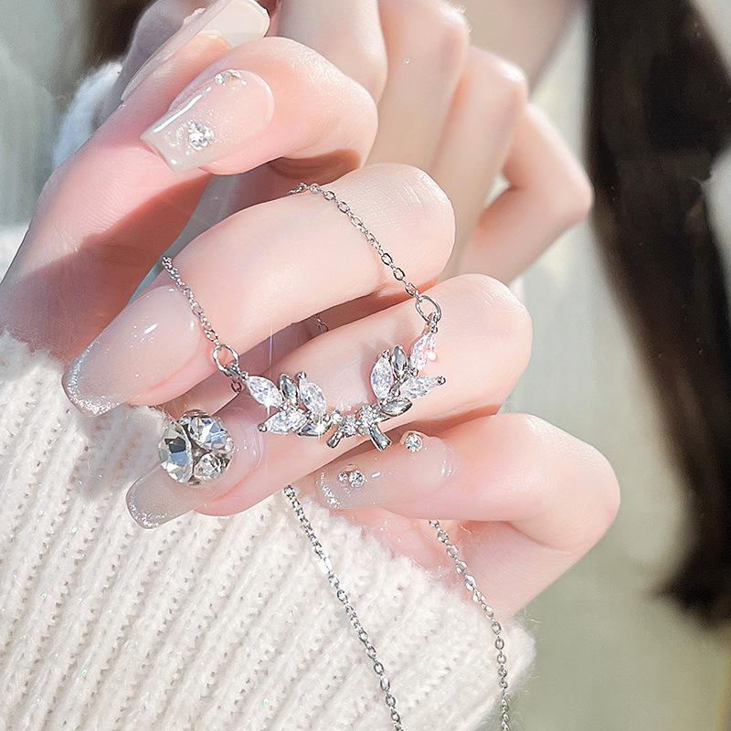 Remote Branch Necklace Women's Light Luxury Niche Design Sense Cross Zircon Stainless Steel Clavicle Chain