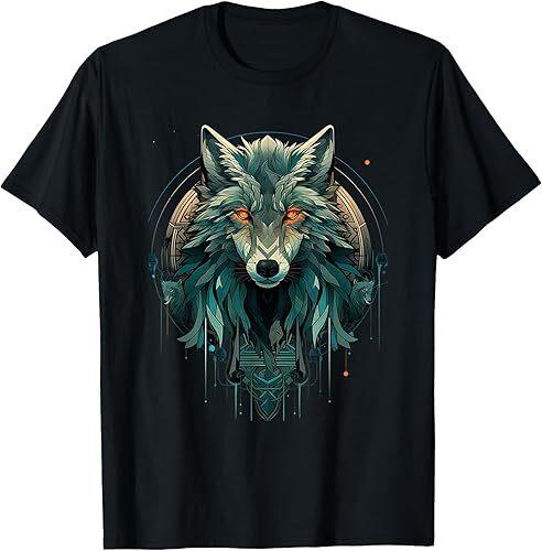 Brand New LIMITED Stunning Nature Wolf Fiery Eyes Art Noveau T-Shirt