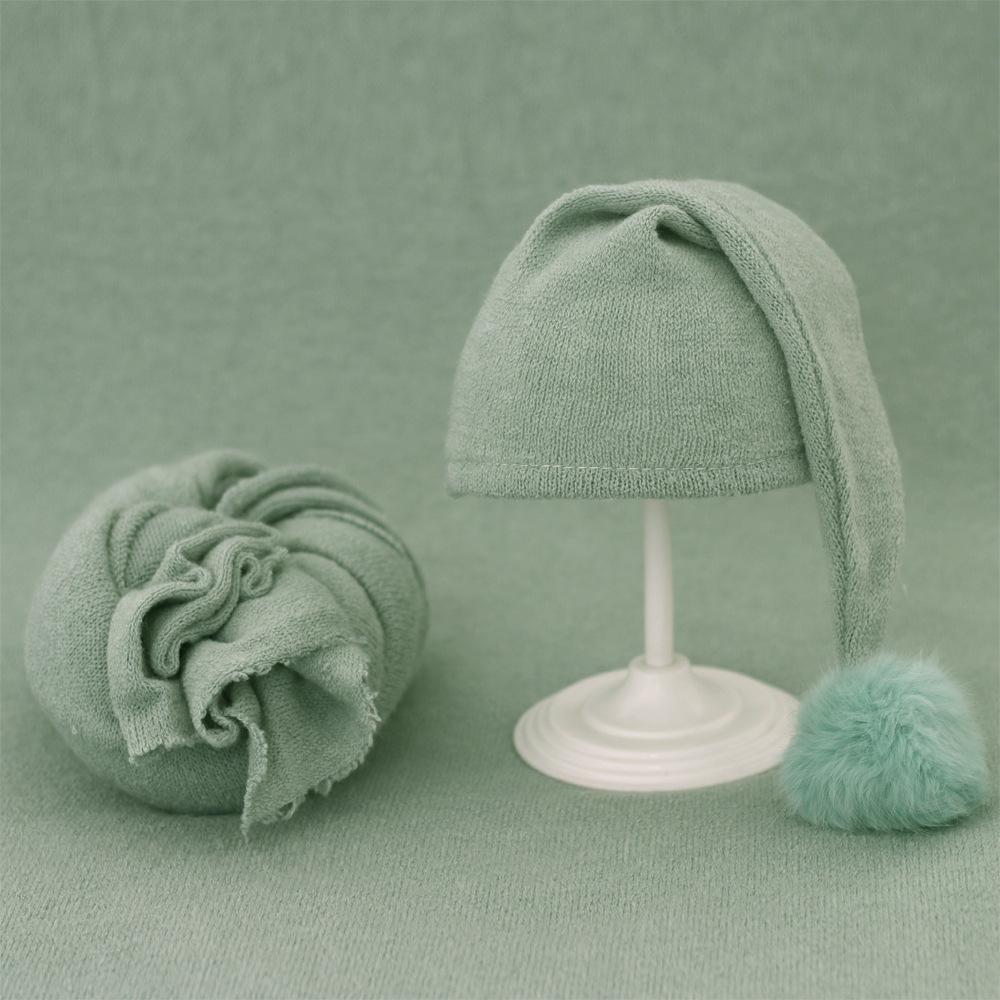 Baby Hat Newborn Photography Props Blanket Wrap Baby Fur Ball Knitted Beanie Hat Baby Photo Shoot Accessories