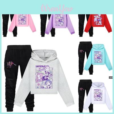 Kpop Demon Hunters Kids Cartoon Hoodie Set With Cotton Material For Casual Wear