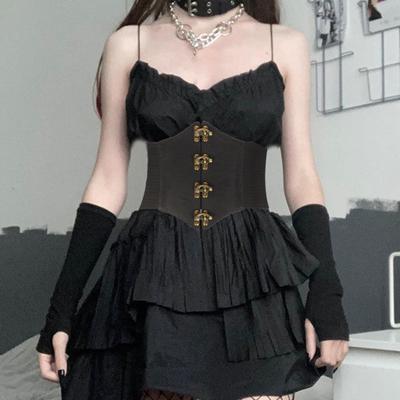 Cintura in similpelle con corsetto, design a tesa larga, elastico in vita, stile retrò, regolabile, per donna