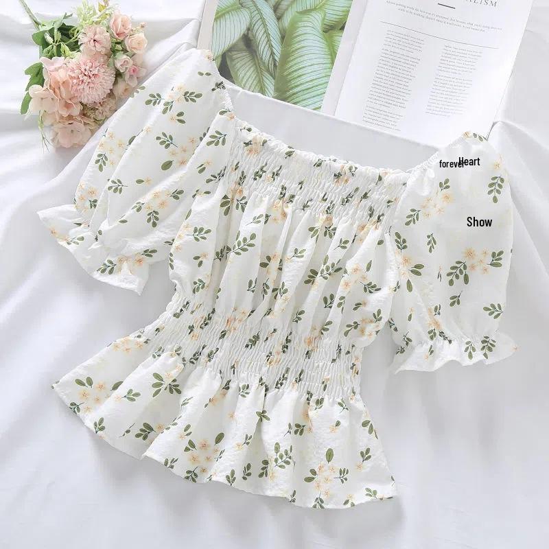 Women's Floral Ruffle Shirt - New Douyin Summer Style, Slim-Fit, Sweet, and Trendy