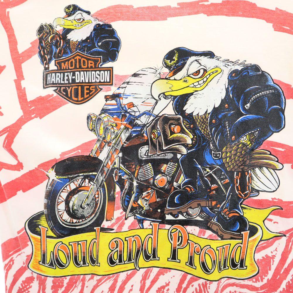 SUN BIG 90s Old Print Short Sleeve T-shirt White System Harley-Davidson Men's Used