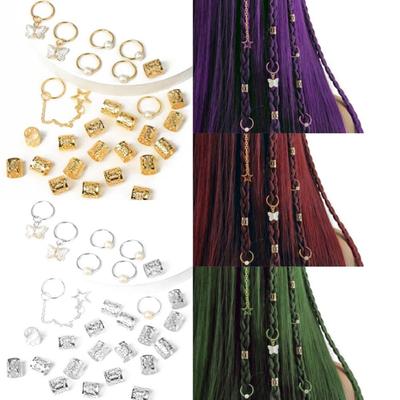 28Pcs Butterfly Dreadlocks Beads Hair Braiding Hair Braid Tubes Hollow Out Hair Ring  Men