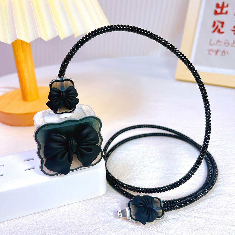 3D BowKnot Soft Silicone Charger Case For 13 14 Pro 11 12 18w 20w Charger Head Protective Sleeve Cable Protection Cover