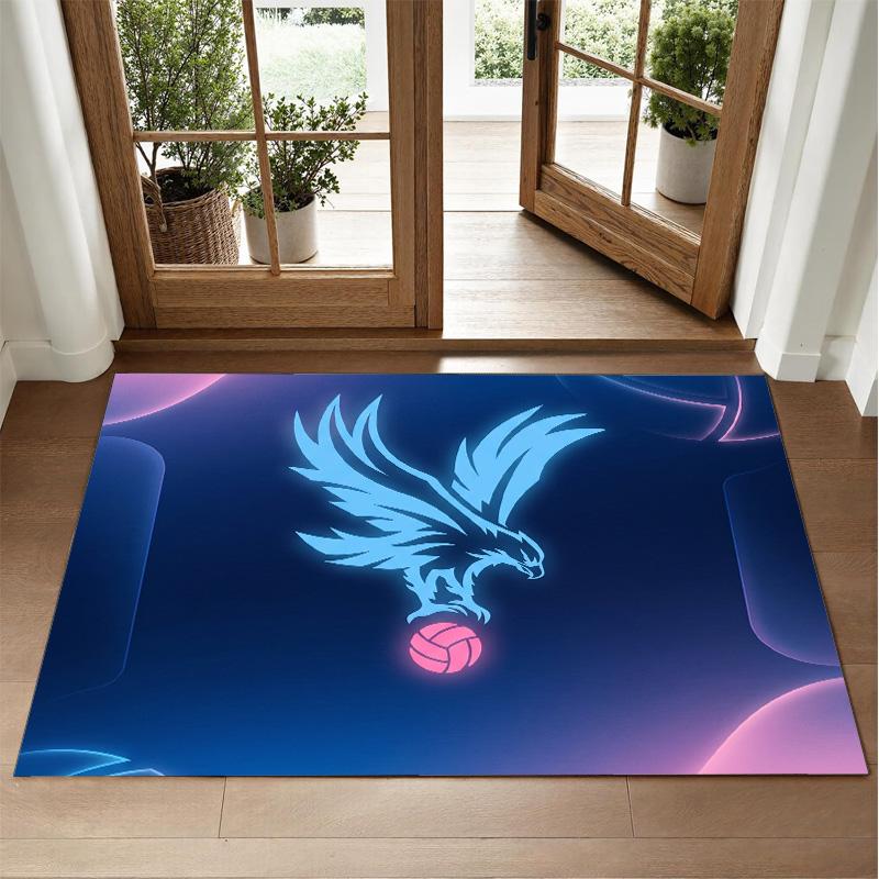 Crystal Palace Football Design Crystal Velvet Rug Soft Decorative Mat for Bedroom Entrance