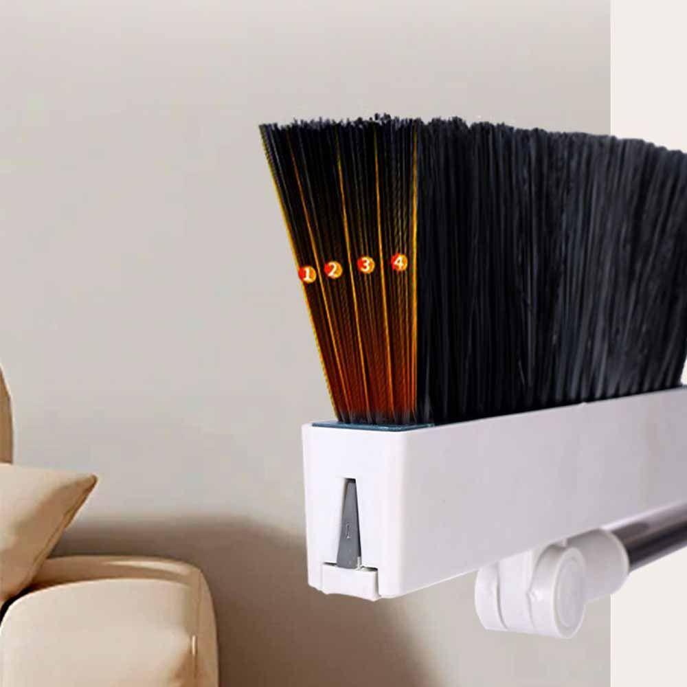 3-in-1 Folding Broom Set Multi-Surface Cleaning Long Handle Broom Dustpan Set Vertical Storage Comb Tooth Floor Brush