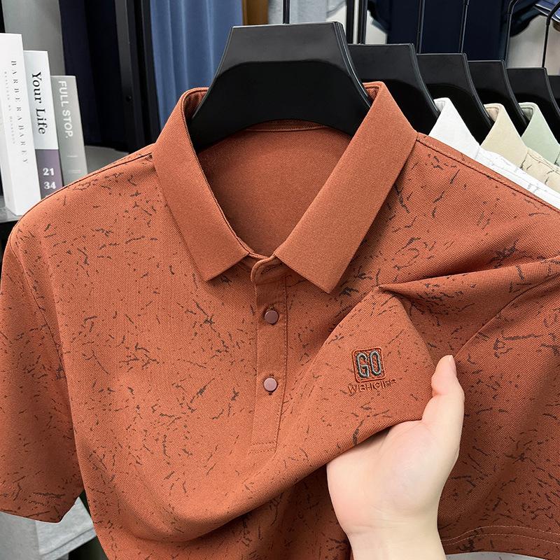Summer Printed Men's Polo Lapel Collar Daily Wear Commute Casual Breathable Short Sleeve T-Shirt Versatile