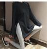 Trendy Plus Size Mid-Length Korean Women's Long-Sleeve T-Shirt with Split Hem