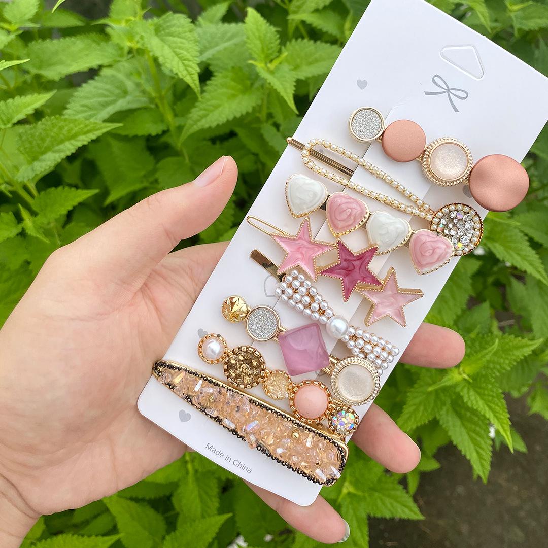 

Набор из восьми заколок для волос со стразами - Головной убор инфлюенсера в корейском и японском стиле для женщин и девушек