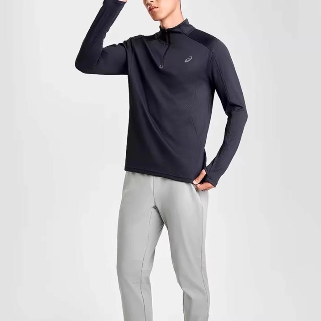 Asics Logo Outdoor Casual Pullover Long Sleeve T-Shirt Men Tops Black 2011D211-001