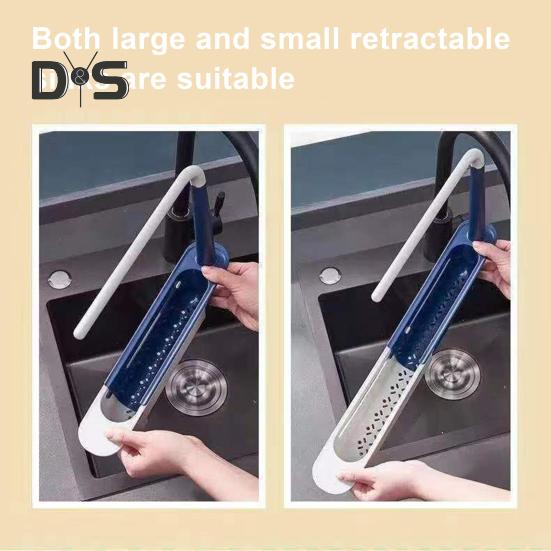 Teleskopický úložný stojan na dřez Velkokapacitní Nastavitelný design Větraný Dutý Odkapávač na kuchyňský dřez s držákem na ručníky