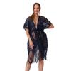Copricostume da Donna con Nappe Sarong da Spiaggia Vestito Lungo da Spiaggia Pizzo Floreale Kimono Bikini Copricostume