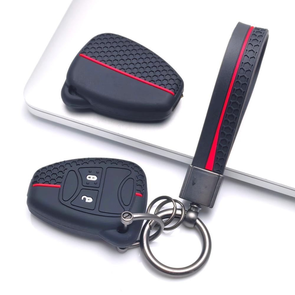 Key Fob Cover for Jeep Renegade Compass Cherokee Wrangler Challenger Charger Durango Grand with Keychain Anti-Scratch Guard Shockproof Protection