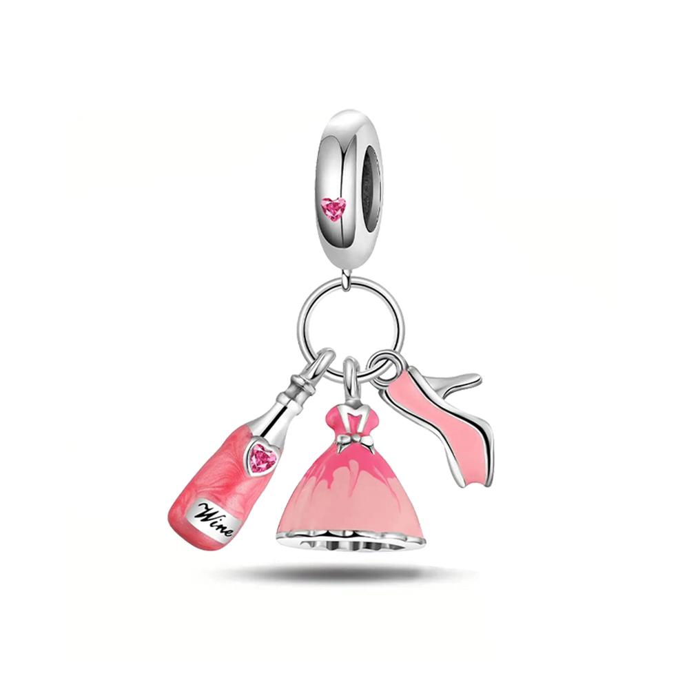 New Copper Charm Rose Gold Infinity Heart Bead Fit Snake Chain Bracelet Necklace Women Diy Jewelry