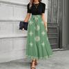 Women Short Sleeve Crewneck Floral Print High Waist Tie Belt Maxi Dress Casual Loose Fit Long Skirt Outfit