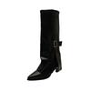 Stiletto High-heeled Pointed Red Boots Women, Retro Long Knight Boots, Women's 2025 New Winter Maillard Boots