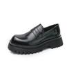 New four-season one-pedal loafers platform-soled heightening shoes black fashion men's casual British leather shoes