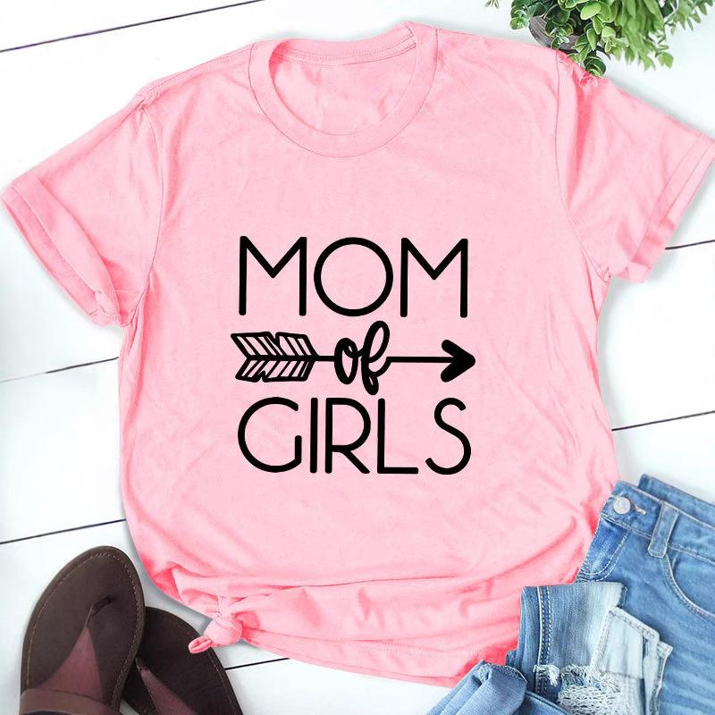 

MOM OF GIRLS принтованные летние свободные большие хлопковые футболки с круглым вырезом и коротким рукавом женские XXXL розовый