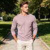 Men's Round Neck Casual Color Knit Base Layer Shirt with Pocket for Everyday Layering