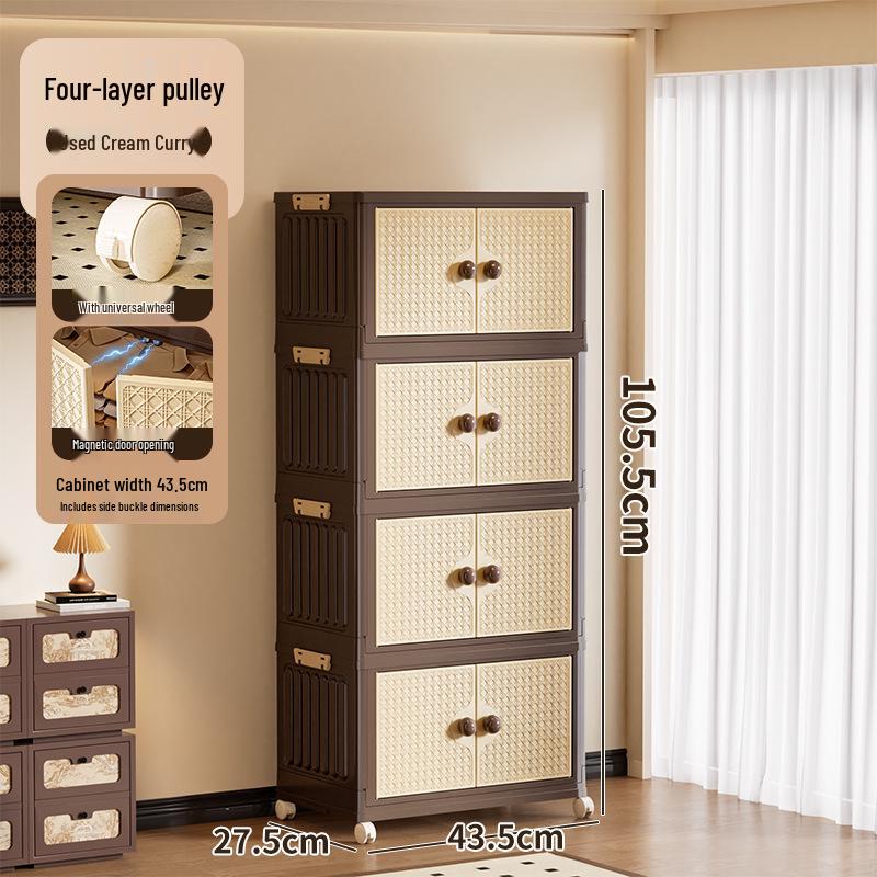 Vintage-Style Double Door Folding Storage Cabinet for Clothes