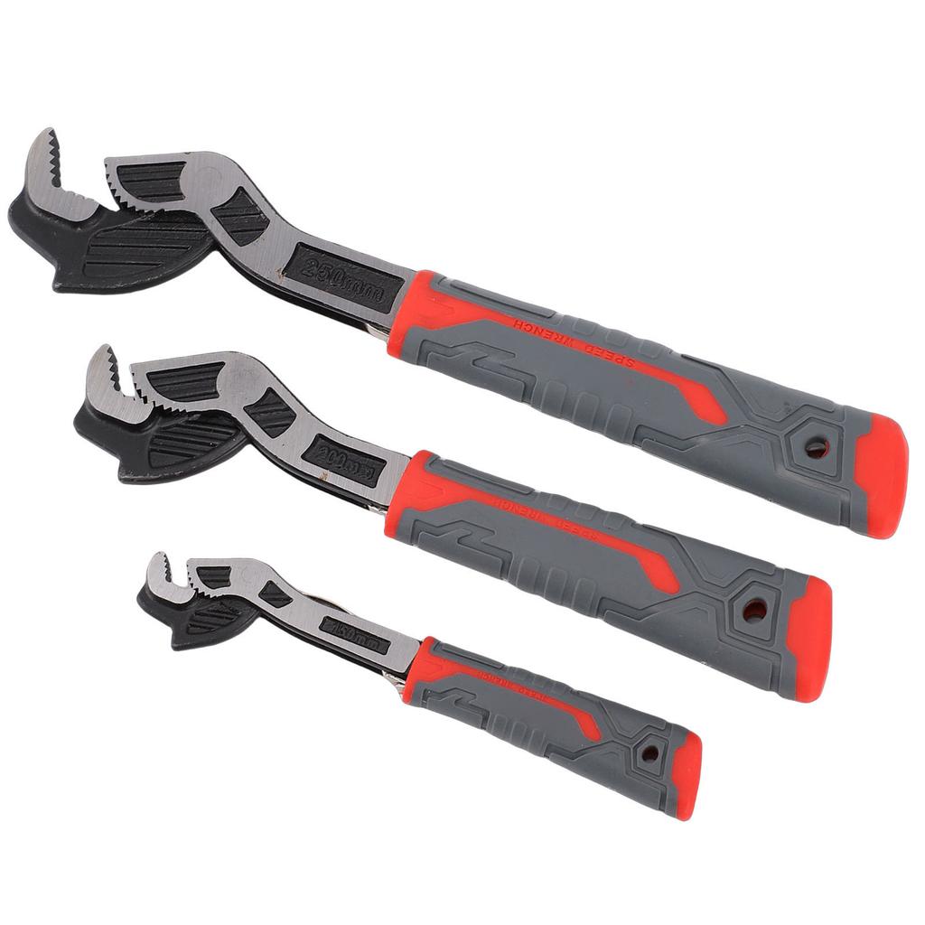 3 Pcs Pipe Wrench Set 6 8 10 Inch Self Locking Plumbing Wrench for 9 32in to 1 3 8in Pipes Screws Nuts