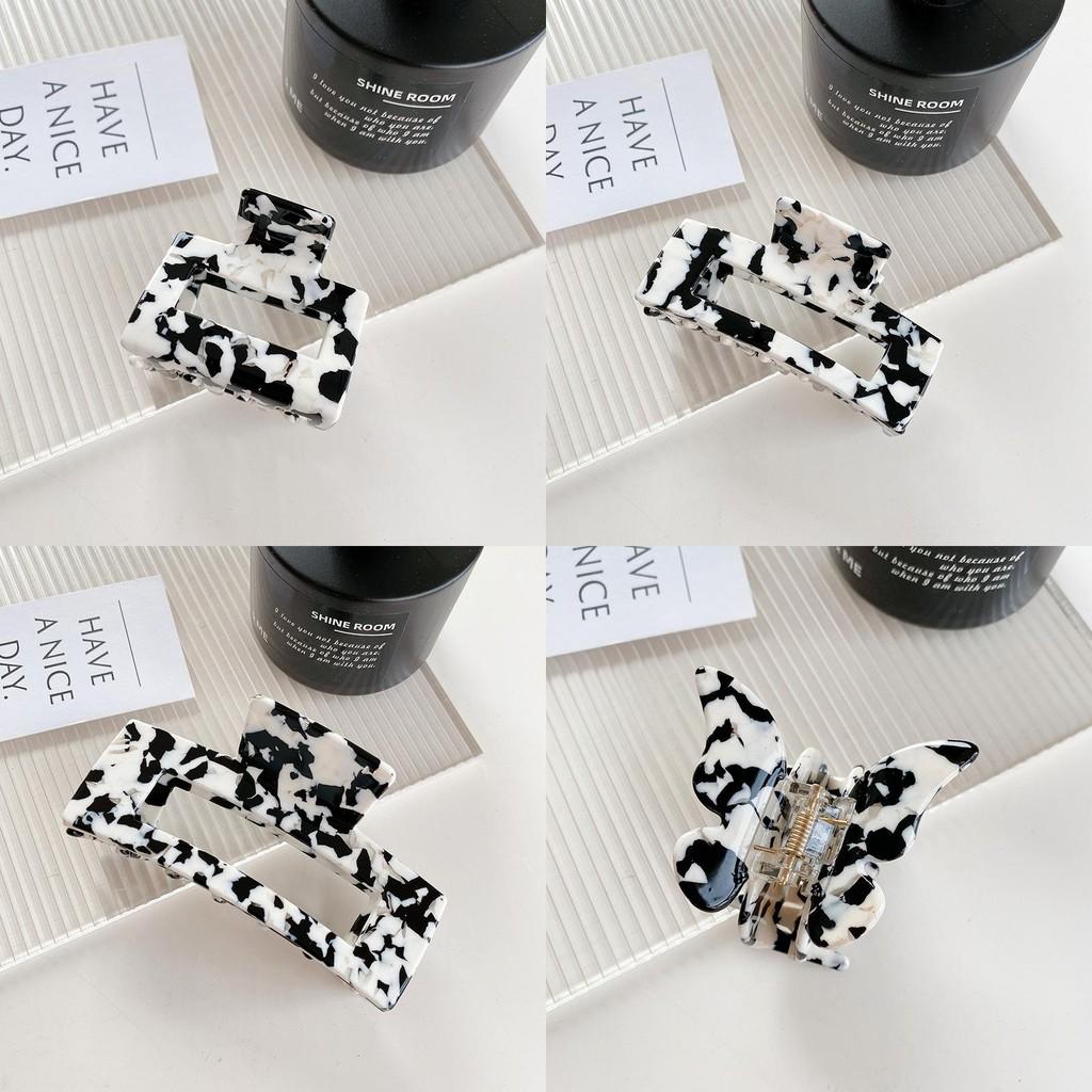 Korean Style Cow Print Hair Claw Set With Beautiful Geometric Design And Handcrafted Quality For Women