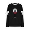Ladies' Christmas Printed Bow Round Neck Long Sleeved Loose Pullover Sweater Sweatshirt Top