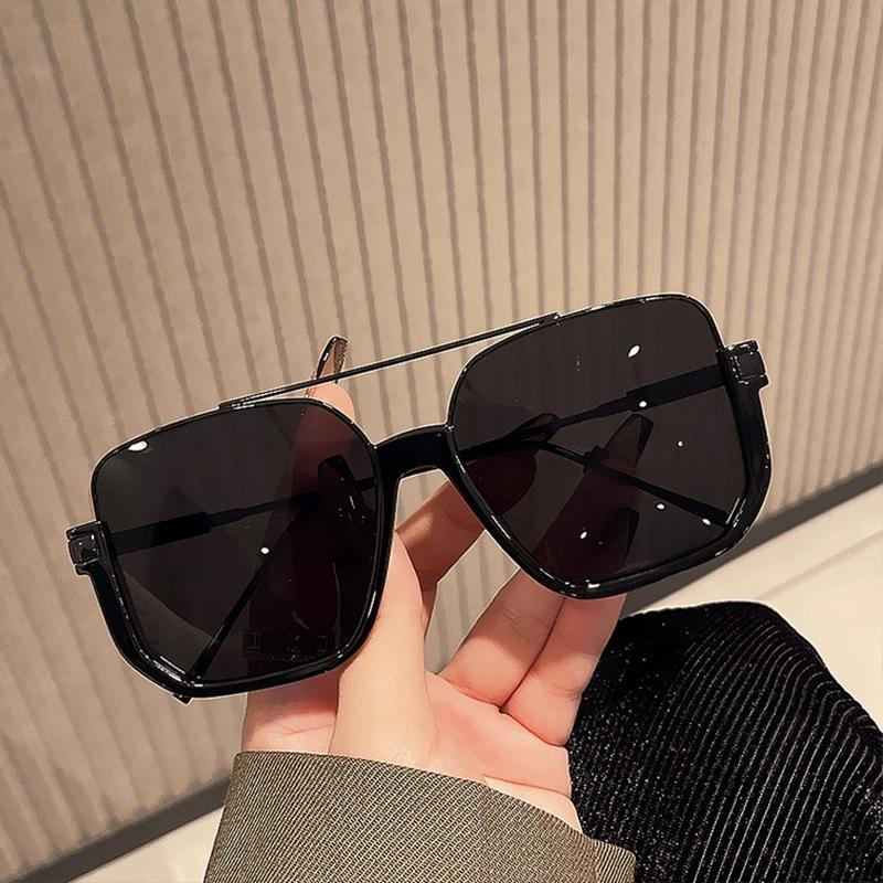 Retro Pilot Metal Sunglasses Fashion Korean Style Women Square Shades Trendy Ins Popular Brand Design UV400 Sun Glasses