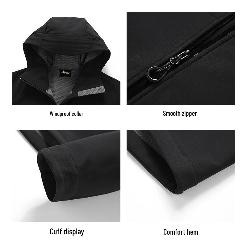 Jeep Men's 2025 Autumn Hooded Softshell Windbreaker Jacket