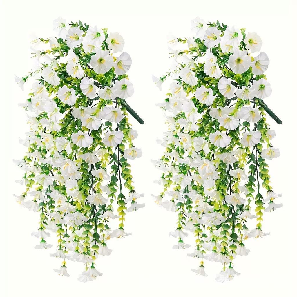 2pcs Artificial Morning Glory & Eucalyptus Hanging Decor Perfect for Home Garden Weddings Versatile Outdoor Plants Garden Party