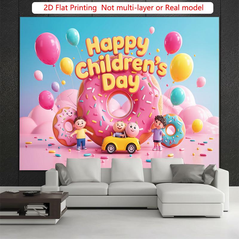 Party Backdrop Flat Donut Photo Background Decor Party Decor