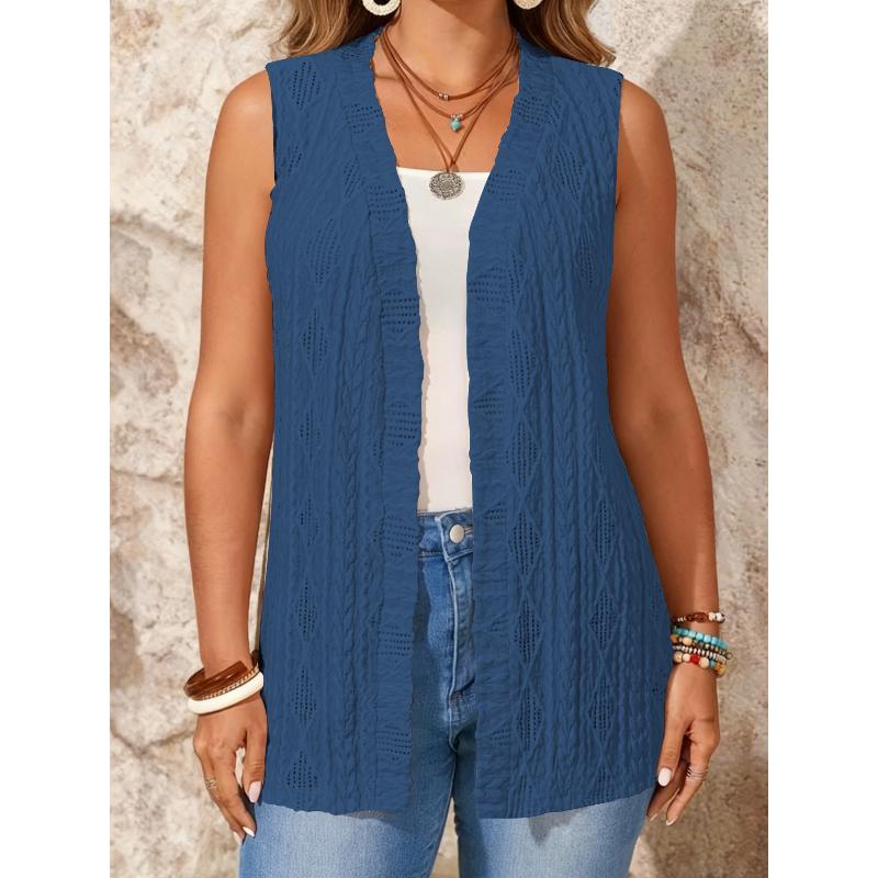 Cardigan lavorato a maglia trasparente aperto davanti da donna Oversize Estivo Leggero Traspirante Top Monocolore Loungewear da Vacanza