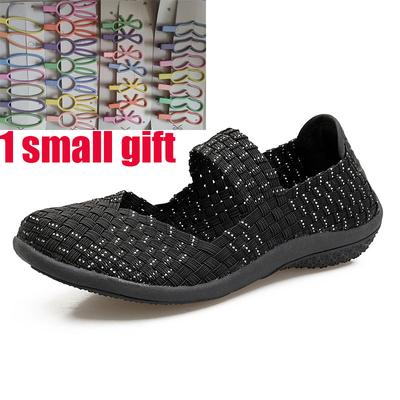 Women Flats Spring Summer Slip On Fashion Woman Woven Black Shoes Breathable Female Loafers Casual Footwear Plus Size 35-42