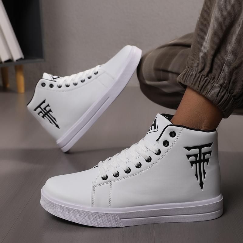 Fashion Print High-top Shoes Men Comfortable White Leather Sneaker Men Lightweight Men's Skateboard Shoes Big Size 48 Zapatillas
