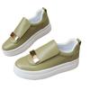 New Autumn European American Style Women's Thick Soled Solid Color Metal Flat Casual Shoes