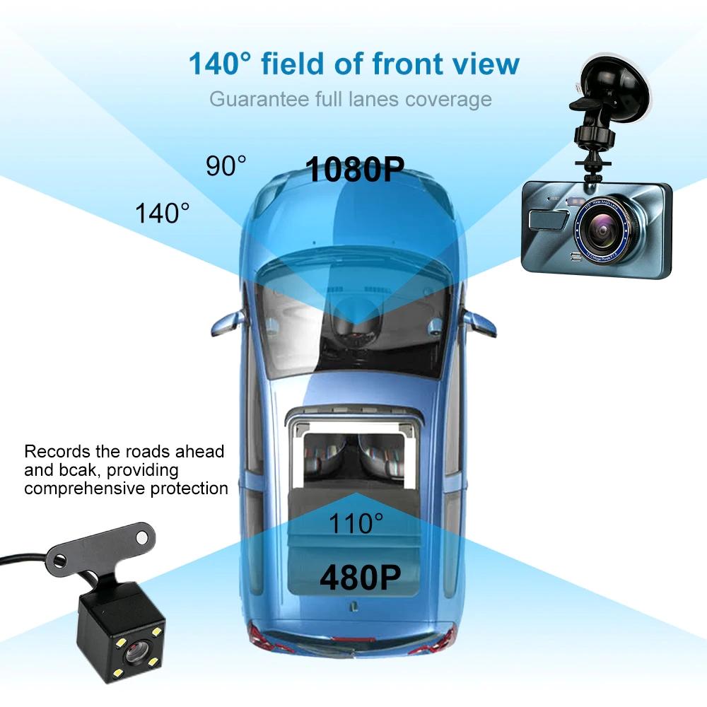 Car DVR 2 Cameras  4.0 Inches Dash Cam Car Video Recorder Auto Registrator Dvrs Dash Cam with Dual Ways Cameras Car Accessories