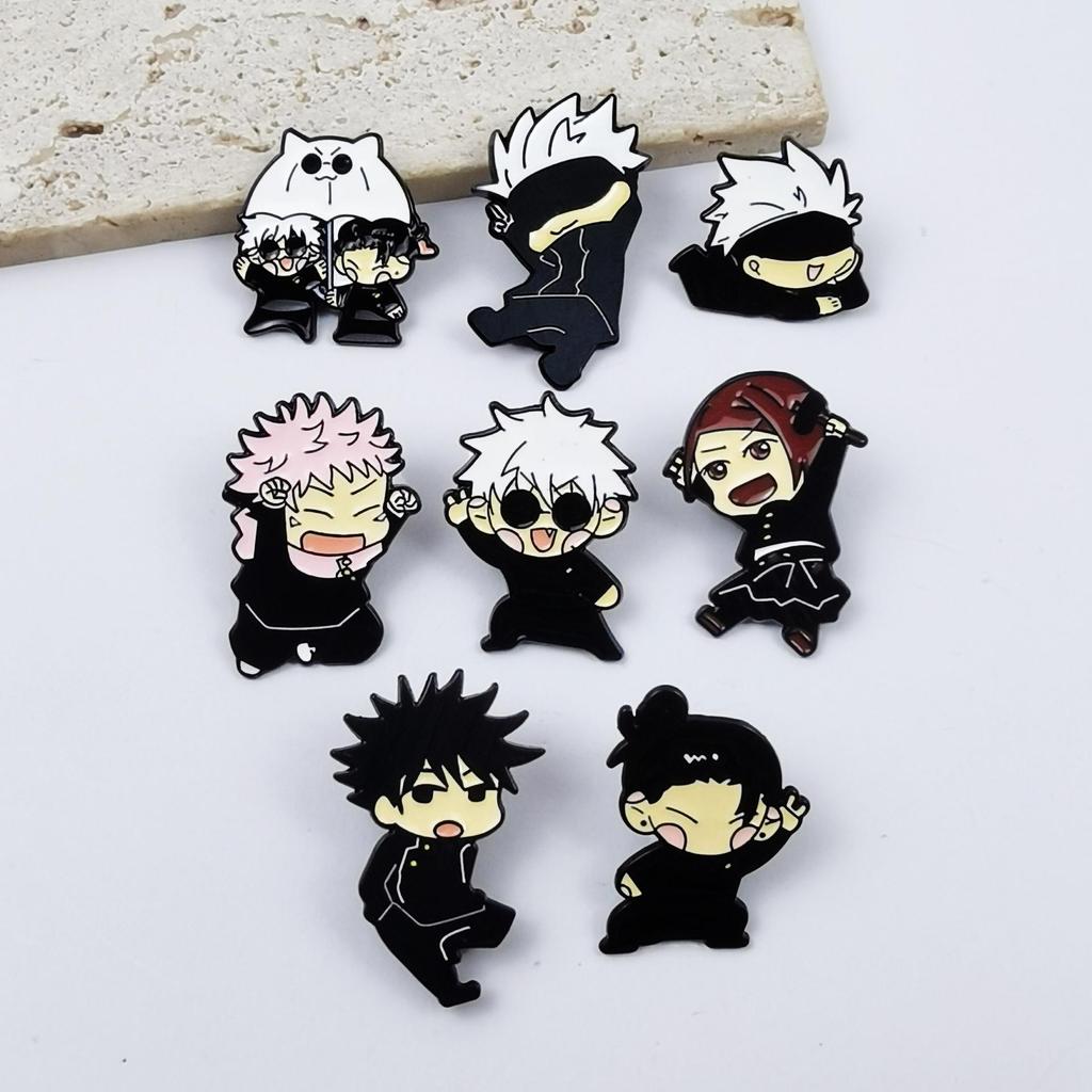 Jujutsu Kaisen Cute Character Alloy Brooch - Anime Badge for Clothing, Backpacks & Student Accessories.