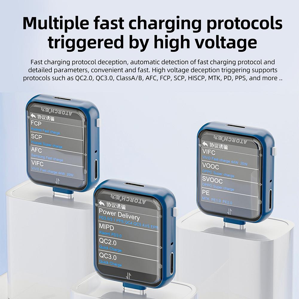 T3 Capacitive Touch Power Meter USB Type-C Charging Tester DC 4.5-50V 6A High Precision Digital Voltage Current CPU Temp Meter
