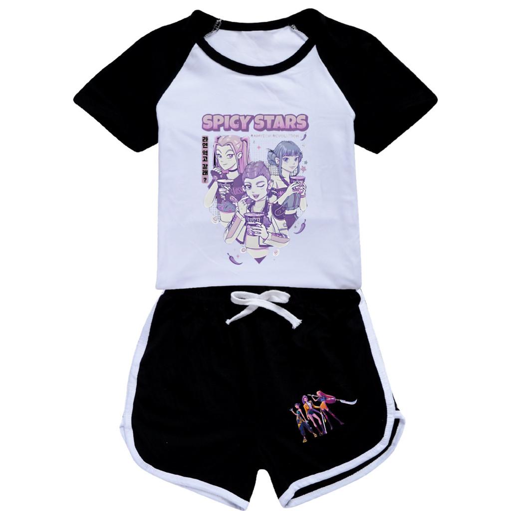 5016 Kids Girls POP Rumi Zoey Mira Print T-shirt Shorts Sport Tracksuit Clothes Set