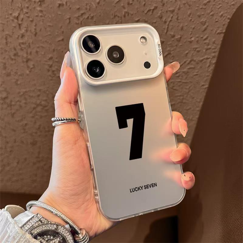 Colorful Silver Shell Phone Case for iPhone 17 Pro, Compatible with iPhone Air 16/15/14/13 - Lucky Number 7 Design