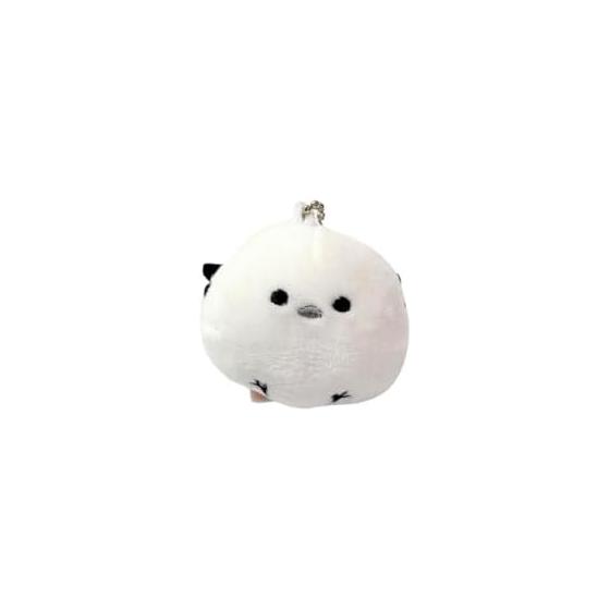 Fluffy Long-tailed Tit Mascot Keychain Plush Round 5cm Snow Fairy Character Mini Size Strap White Polyester Nylon Ball Chain