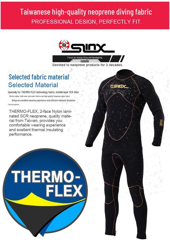 Muta in neoprene da uomo da 5 mm foderata in pile con protezione solare - Muta SLINX per snorkeling e immersioni