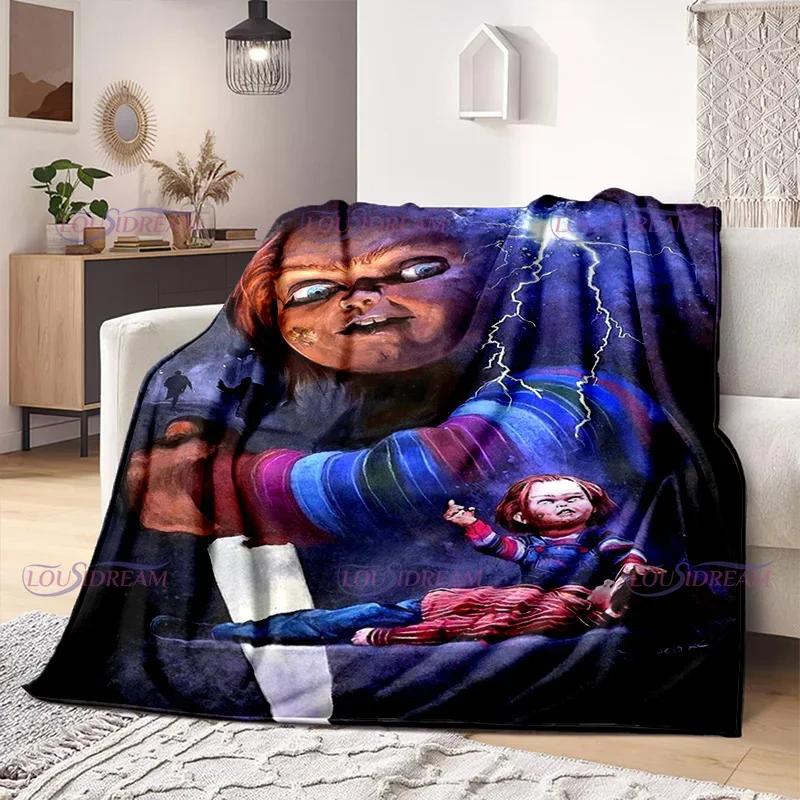 Watching Horror Stimulate Movie Blanket Child Play Character Chucky Blanket Home Couch Warm Bedspreads Soft Flannel Blanket
