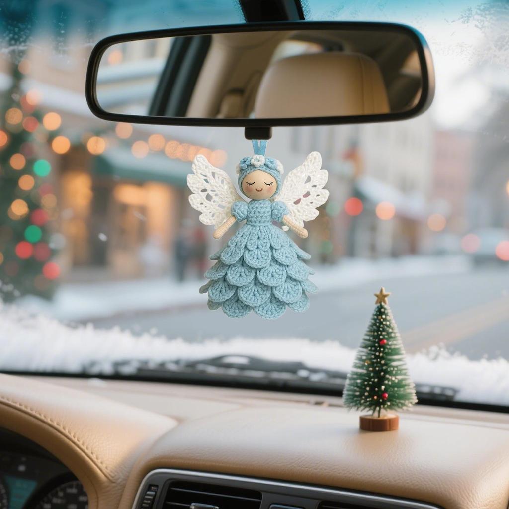 Crochet Angel Ornaments Handmade Reusable Fade Resistant Yarn Decorations Angel Ornament Crochet Kit For Men Women Child Boy