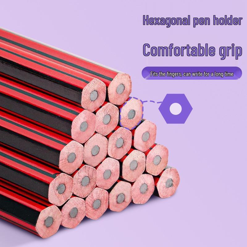 Lápis HB Vermelho Hexagonal para Alunos do Ensino Fundamental e Jardim de Infância com Borracha