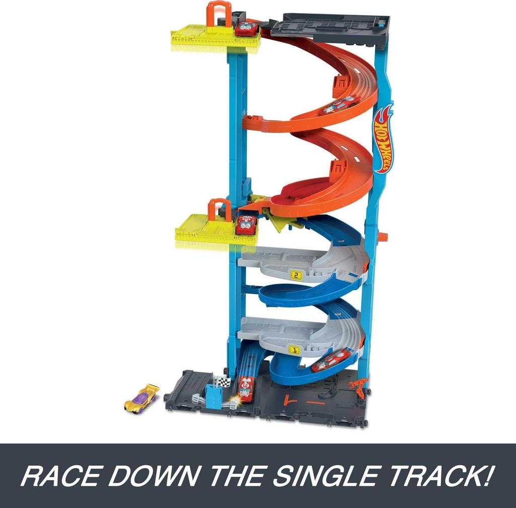 Hot Wheels Transform Race Tower Playset with 1 Mini Car (Ages 3 and Up) HKX43