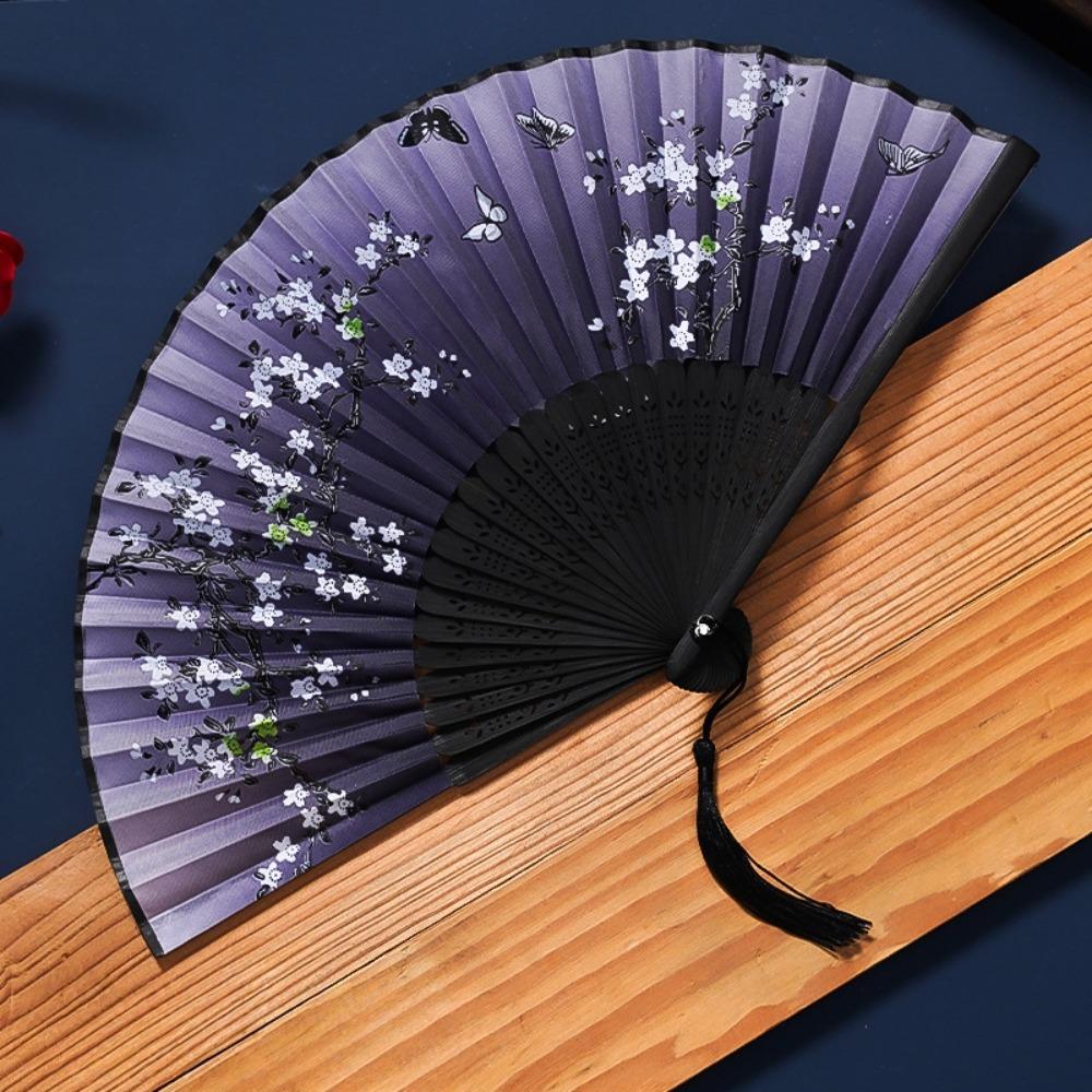 Butterfly Tassel Folding Fan Chinese Style Handheld Fan Ancient Bamboo Fan Hanfu Accessories